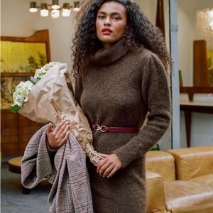 Rouje Chocolate Brown Turtleneck Sweater Dress